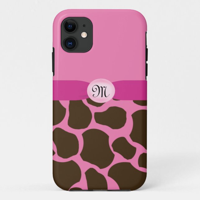 Monogram Pink Giraffe Case-Mate iPhone Hülle (Rückseite)