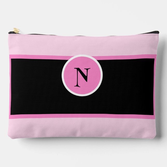 Monogram Pink Girl Hübsch Custom Zubehörtasche (Vorderseite)