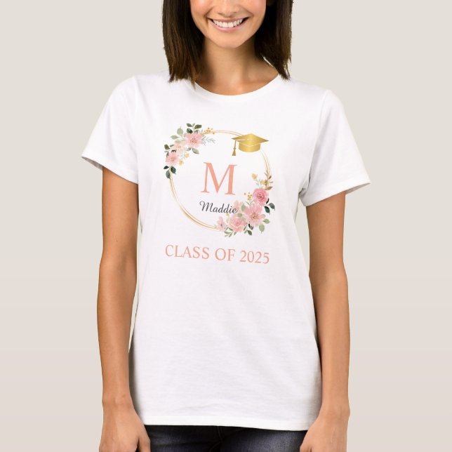Monogram Pink Girls Abschluss T-Shirt (Vorderseite)