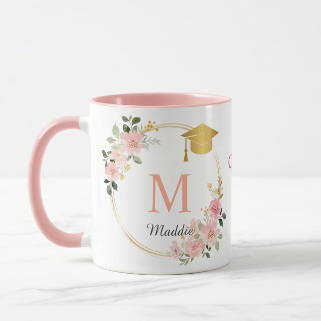 Monogram Pink Girls Abschluss Tasse (Links)