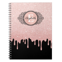 Monogram Pink Glitzer Tropfens Artist Sketch Book Notizblock