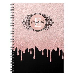 Monogram Pink Glitzer Tropfens Artist Sketch Book Notizblock