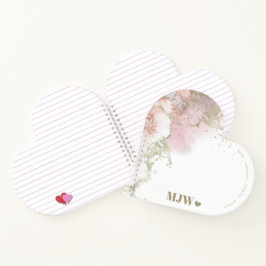 Monogram Pink & Gold Abstract and Heart Notizbuch