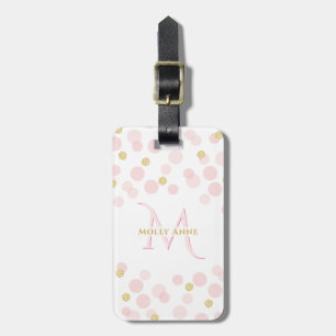 Monogram Pink Gold Glitzer Name und Anschrift Gepäckanhänger