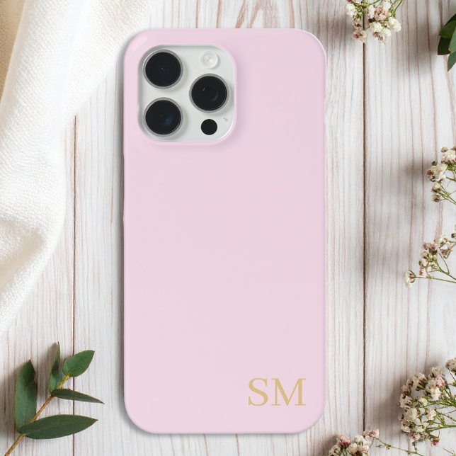Monogram Pink Gold Minimalistische Initialen Case-Mate iPhone Hülle (Von Creator hochgeladen)