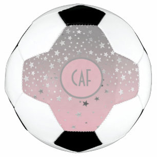 Monogram Pink Gray Stars Ombre Trendy Chic Fußball