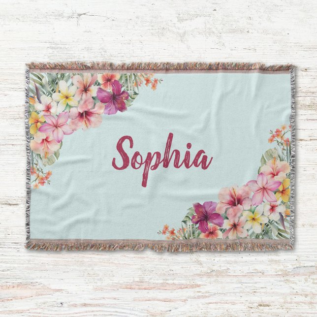 Monogram Pink Hibiskus Blume Tropenflora Decke (Close up)