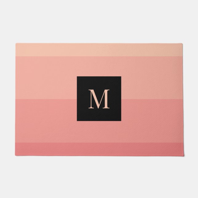 Monogram Pink Horizontal Stripe Feminine Girl Fußmatte (Vorderseite)