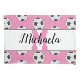 Monogram Pink Initial Soccer Ball Muster Kissenbezug