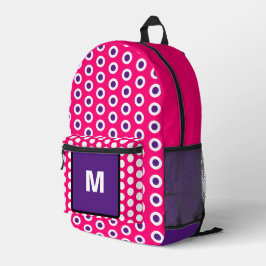 Monogram Pink Lila Polka Dots Bedruckter Rucksack