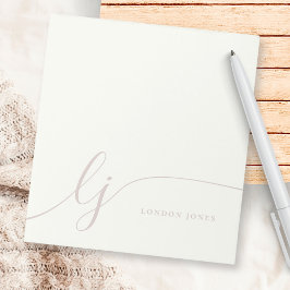 Monogram Pink Moderne Minimal Feminine Rose Elfenb Notizblock