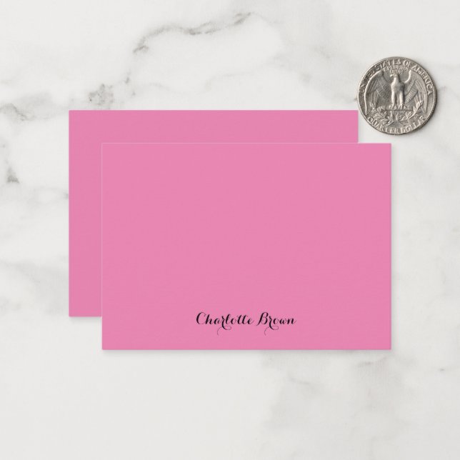 Monogram Pink Moderne Minimalistische Feminine Mitteilungskarte (Vorderseite/Rückseite Beispiel)