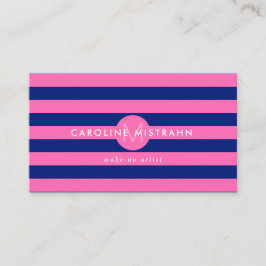 Monogram Pink Navy Blue Makeup Artist Beruflich Visitenkarte