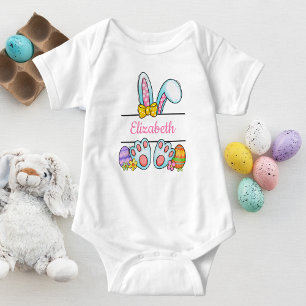 Monogram Pink Oaster Bunny Baby Girl's Oster Strampler