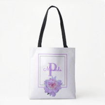 Monogram Pink Peony Blumen Double Gerahmt Blue