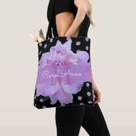 Monogram Pink Peony Floral Lila Classic Black Tasche
