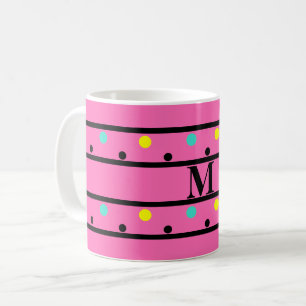 Monogram Pink Polka Dots Kaffeetasse