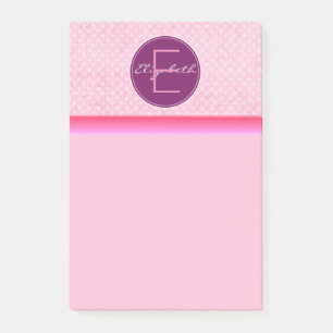 Monogram Pink Polka Dots Post-it Klebezettel