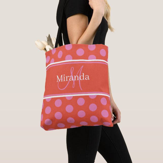 Monogram Pink Polka Dots Tasche (Von Nahem)