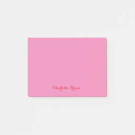 Monogram Pink Red Modern Minimalistisch Feminine Post-it Klebezettel