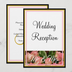 Monogram Pink Roses Wedding Mr. and Mrs. Einladung