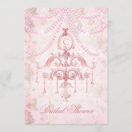 Monogram Pink Vintag Chandelier Brautparty Einladung