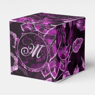 Monogram Pink Vintag Floral Cube Favor Box Geschenkschachtel