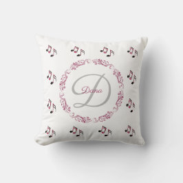 Monogram Pink Vintage Rose Musiknoten Kissen