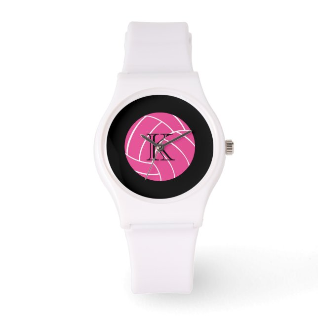 Monogram Pink Volleyball Armbanduhr (Vorderseite)