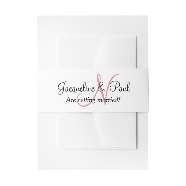 Monogram Pink Wedding Einladungsbanderole (Vorderseite Beispiel)