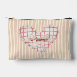 Monogram Pinky Retro Herz Niedliche Aquarellstreif Zubehörtasche
