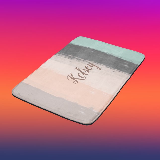 Monogram Pinselstriche farbenfroh | Badematte (Von Creator hochgeladen)