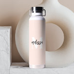 Monogram-Pinselstrichschrift Rosa Trinkflasche<br><div class="desc">Fett serf Monogramm kombiniert mit handgeschriebener Kalligraphie mit Pinsel.</div>