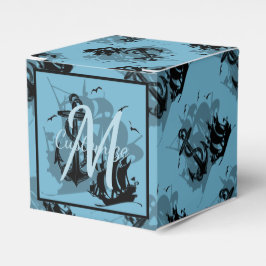 Monogram Pirate Ship & Anchor Cube Favor Box Geschenkschachtel