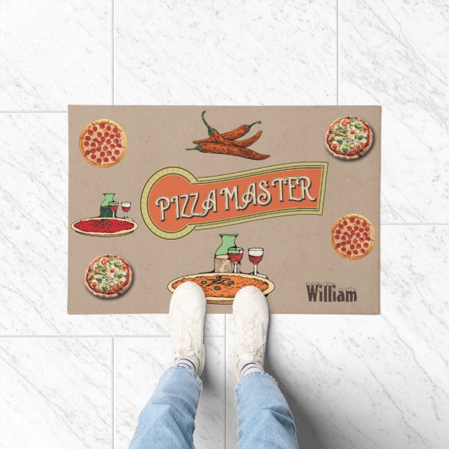 Monogram Pizza master Graphic art Cool Fußmatte (Indoor)