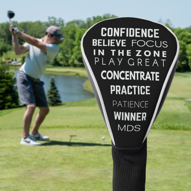 Monogram Play Great Quote Funny Golf Head Cover Headcover (Play Great with this Golf Head Cover. Just add your initials)