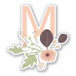 Monogram Playful Peach Vector Floral Motif Aufkleber