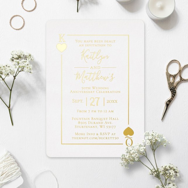 Monogram Playing Card 50 th Wedding Anniversary Folieneinladung (Von Creator hochgeladen)