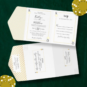 Monogram Playing Card Hochzeit Real Foil gedrückt All-in-One-Einladung