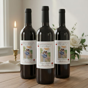 Monogram Playing Card Hochzeitskarte Save the Date Weinetikett