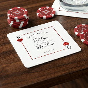 Monogram Playing Card Wedding Save the Date Rechteckiger Pappuntersetzer
