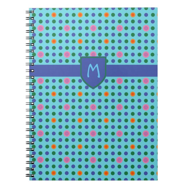 Monogram Polka Dots Custom Notebook oder Jotter Notizblock (Vorderseite)