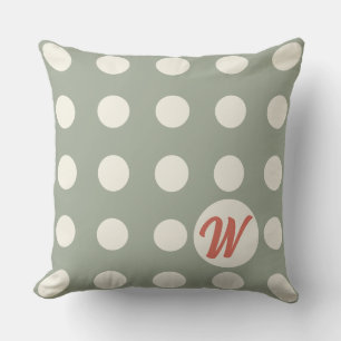 Monogram Polka Dots in weichem Weiß auf jeder Farb Kissen