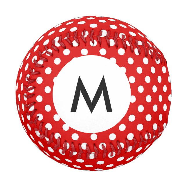 Monogram Polka-Punkt-Hintergrund Baseball (Vorderseite Links)