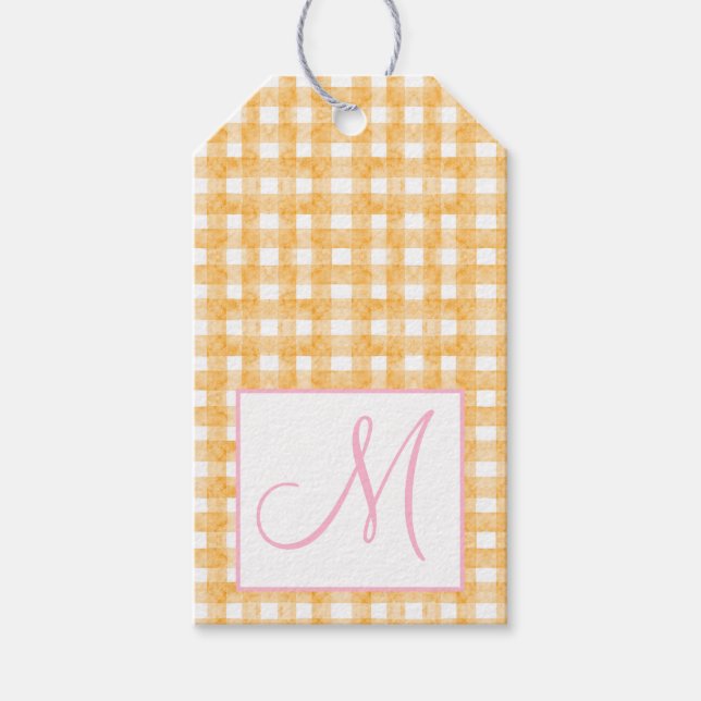 Monogram Preppy Pumpkin Bows Erntedank Geschenkanhänger (Vorderseite)