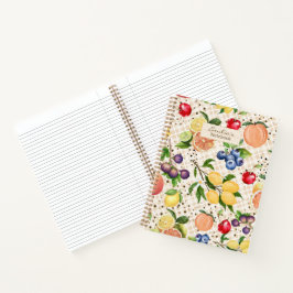 Monogram pretty feminine fruits Classy beige Notizbuch