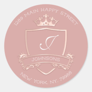 Monogram Princess Crown Royal UAWG Rücksendeadress Runder Aufkleber