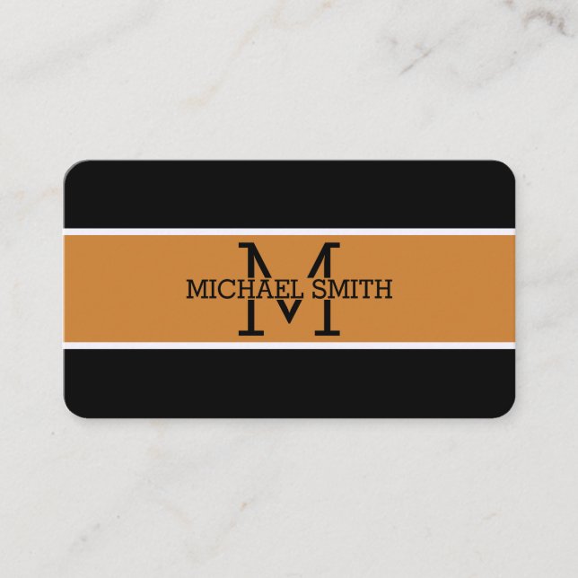Monogram Professional Bronze Modern Visitenkarte (Vorderseite)