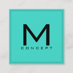 Monogram Professional Elegant Modern Türkis Quadratische Visitenkarte