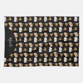 Monogram Pumpkin in Schwarz, Weiß, Schwarz, Weiß, Geschirrtuch